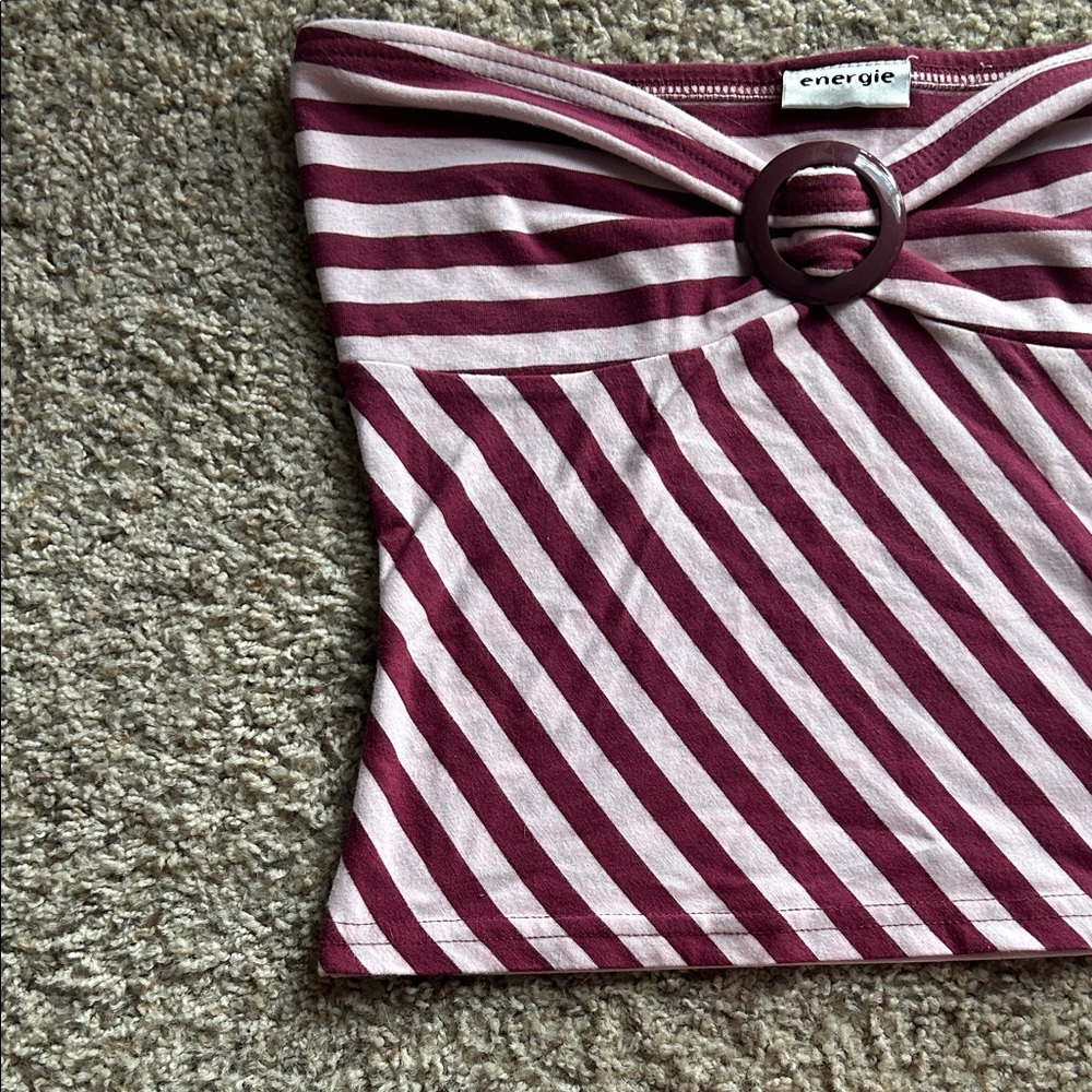 Y2K Vintage 90s Energie Striped Tube Top - Picture 4 of 8
